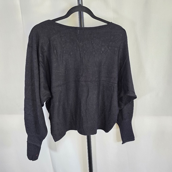 Black Soft Knit Sweater with Beads and Rhinestones - Picture 2 of 2